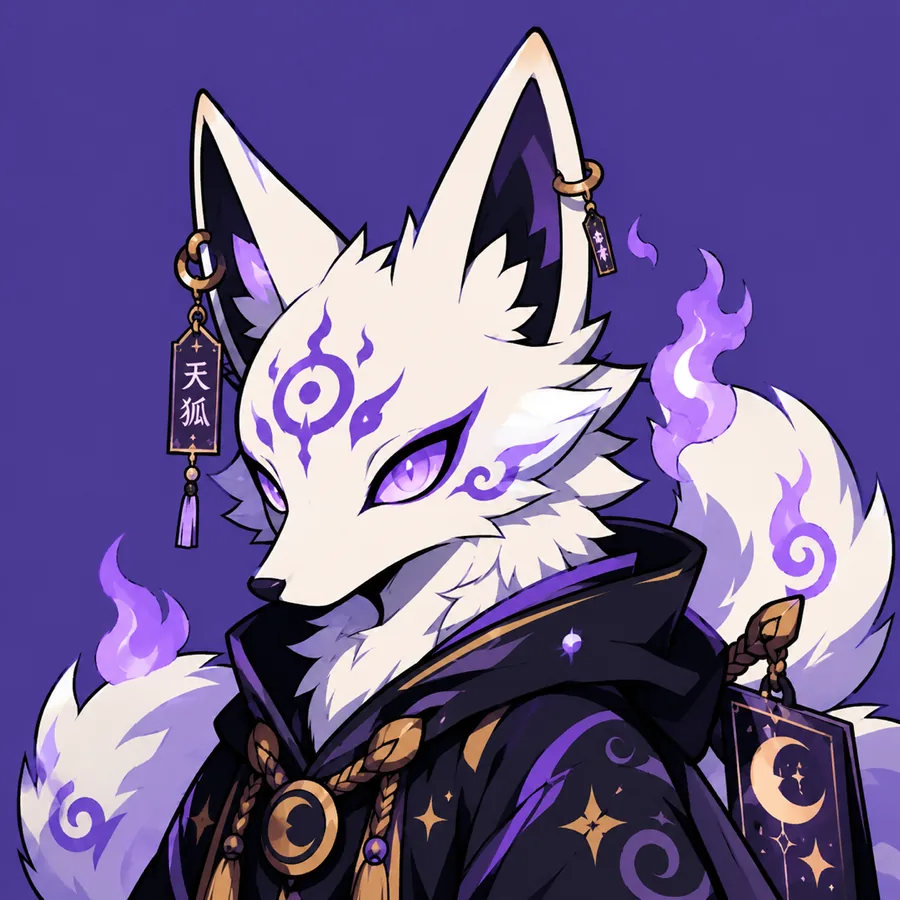 A Kitsari — celestial fox spirit with sacred markings
